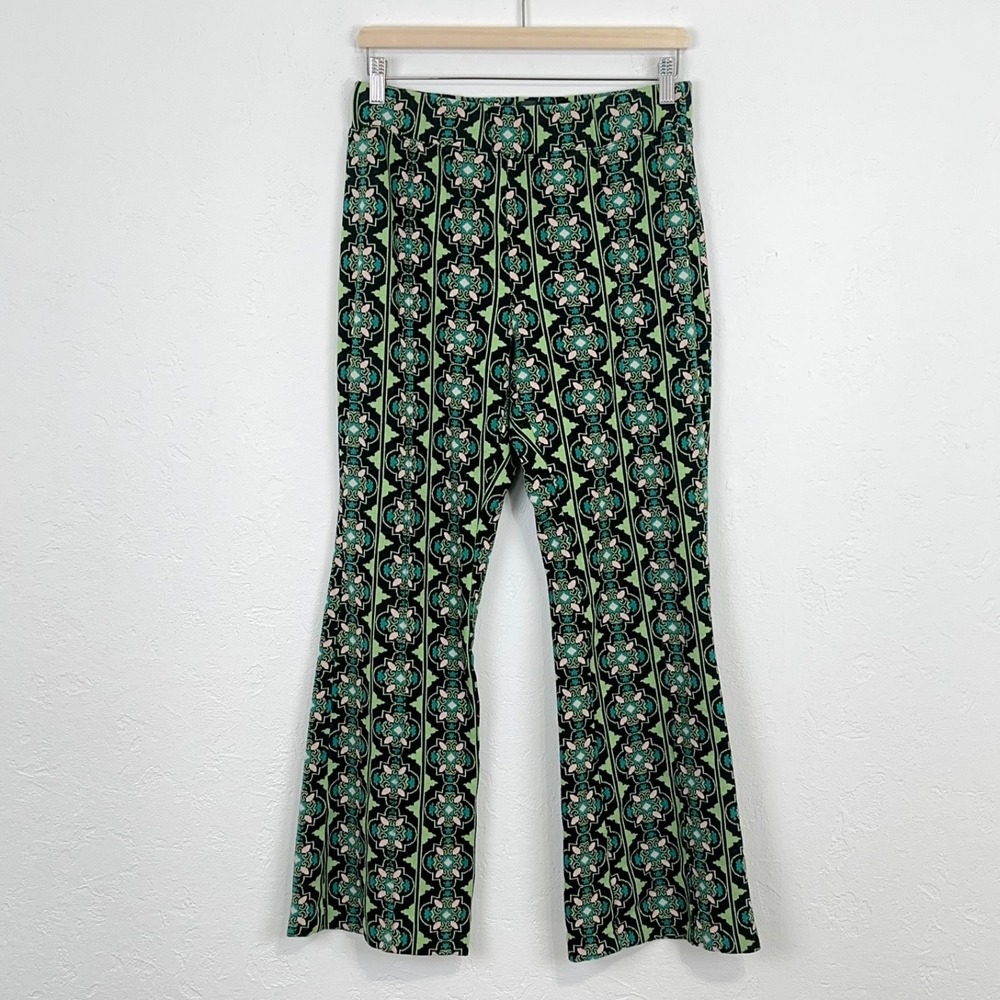 Anthropologie Maeve Sabine Flare Pants Medium Wide Leg Geometric Retro Mod 70s